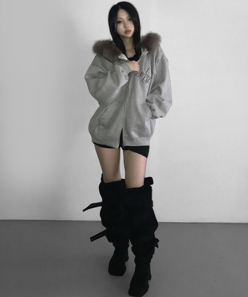 THEAIRTOWN(ジエアタウン)の「raccoon fur hz(パーカー・レディース・ブラック/グレー・FREE)」の12枚目の写真