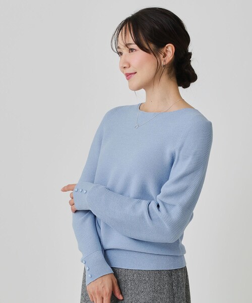 COUP DE CHANCE（クードシャンス）の「【手洗い可／日本製／ホールガーメント】ラメ混ドルマンニットトップス（ニット/セーター・レディース・ナチュラル/サックスブルー/ブラック/ピンク系/ピンク/ライトグレー・38/34）」の4枚目の写真