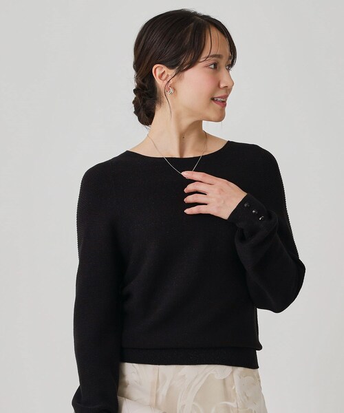 COUP DE CHANCE（クードシャンス）の「【手洗い可／日本製／ホールガーメント】ラメ混ドルマンニットトップス（ニット/セーター・レディース・ナチュラル/サックスブルー/ブラック/ピンク系/ピンク/ライトグレー・38/34）」の2枚目の写真