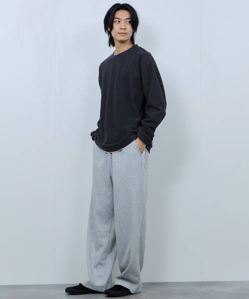 セール】NAVY ハニカム裏起毛 フェイククルーネックトレーナー（T
