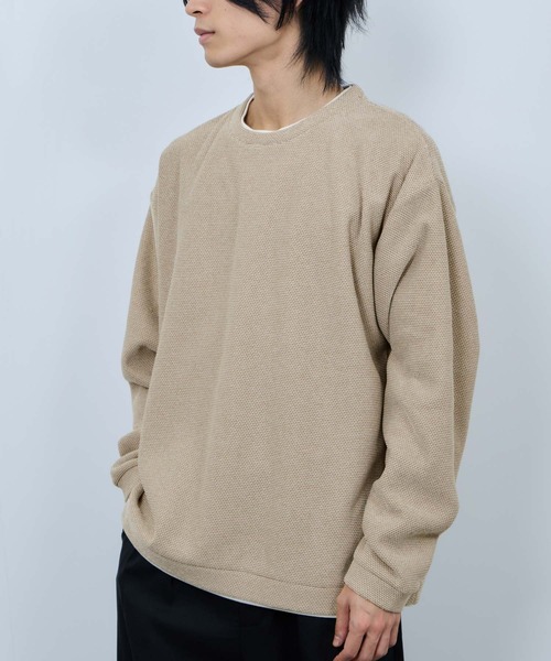 NAVY(ネイビー)の「NAVY ハニカム裏起毛 フェイククルーネックトレーナー(Tシャツ/カットソー・メンズ・ブラック/グレー/ベージュ/ネイビー・XL/L/M/S)」の15枚目の写真