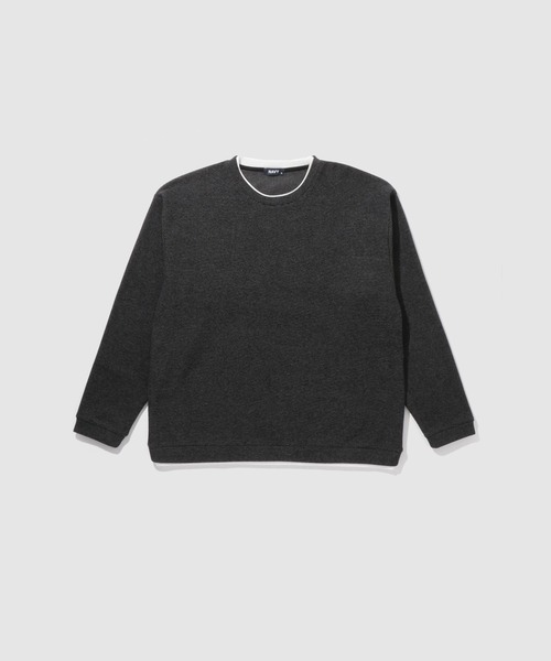 セール】NAVY ハニカム裏起毛 フェイククルーネックトレーナー（T