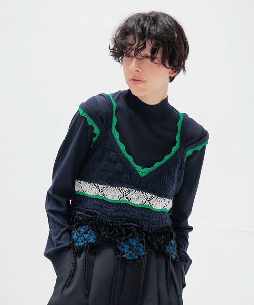 ODAKHA(オダカ)の「ODAKHA × DRESSLAVE / 20th crazy hand bustier(クレイジーハンドビスチェ)(ベスト・レディース・ネイビー・38)」の1枚目の写真