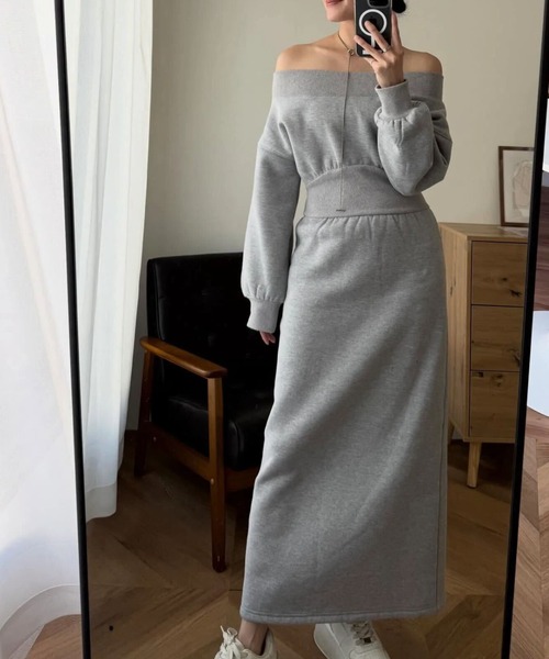 小澤美里さんコラボ ]選べる2丈裏起毛スウェットオフショルダー