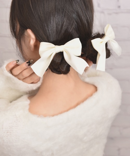 セール】【float】サテン リボン ヘアクリップ【2個セット】（バレッタ