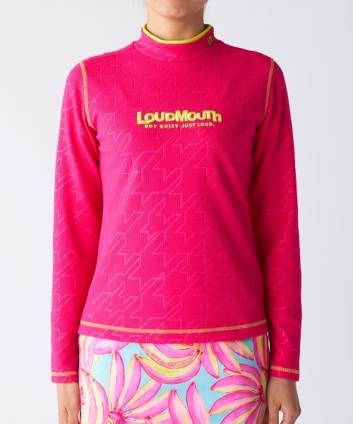 Loudmouth(ラウドマウス)の「【Loudmouth/ラウドマウス】レディースエンボスジャージ長袖シャツ ストレッチモックネック長袖シャツ ゴルフ(シャツ/ブラウス・レディース・ブラック/オフホワイト/ピンク・LARGE/X-LARGE/MEDIUM)」の3枚目の写真