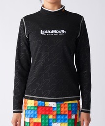 【Loudmouth/ラウドマウス】レディースエンボスジャージ長袖シャツ ストレッチモックネック長袖シャツ ゴルフ