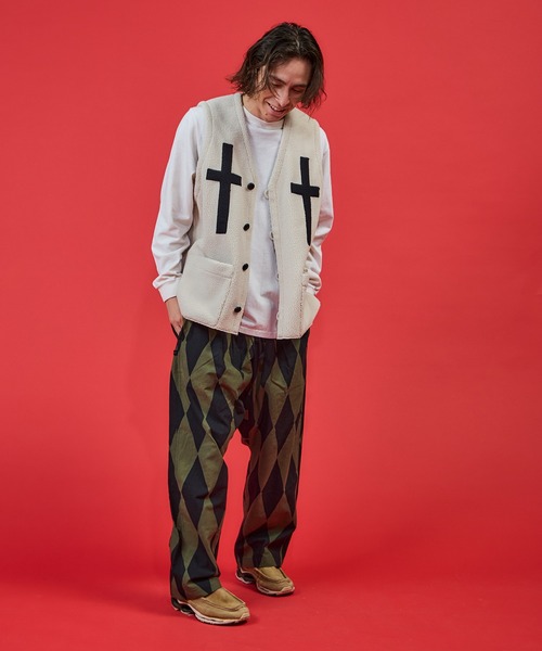 BURLAP OUTFITTER（バーラップアウトフィッター）の「PILE CROSS VEST / パイル クロス ベスト（ベスト・メンズ・ナチュラル/チャコールグレー/ブラック・LARGE/MEDIUM）」の11枚目の写真