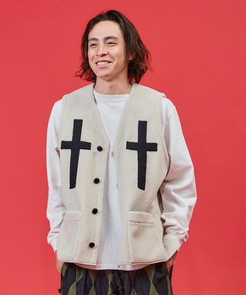 BURLAP OUTFITTER（バーラップアウトフィッター）の「PILE CROSS VEST / パイル クロス ベスト（ベスト・メンズ・ナチュラル/チャコールグレー/ブラック・LARGE/MEDIUM）」の22枚目の写真
