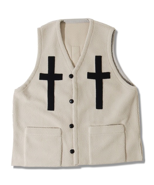 BURLAP OUTFITTER（バーラップアウトフィッター）の「PILE CROSS VEST / パイル クロス ベスト（ベスト・メンズ・ナチュラル/チャコールグレー/ブラック・LARGE/MEDIUM）」の14枚目の写真