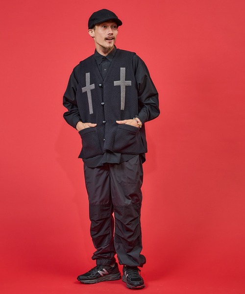 BURLAP OUTFITTER（バーラップアウトフィッター）の「PILE CROSS VEST / パイル クロス ベスト（ベスト・メンズ・ナチュラル/チャコールグレー/ブラック・LARGE/MEDIUM）」の19枚目の写真