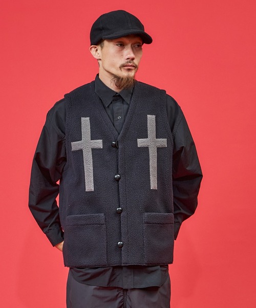 BURLAP OUTFITTER（バーラップアウトフィッター）の「PILE CROSS VEST / パイル クロス ベスト（ベスト・メンズ・ナチュラル/チャコールグレー/ブラック・LARGE/MEDIUM）」の17枚目の写真