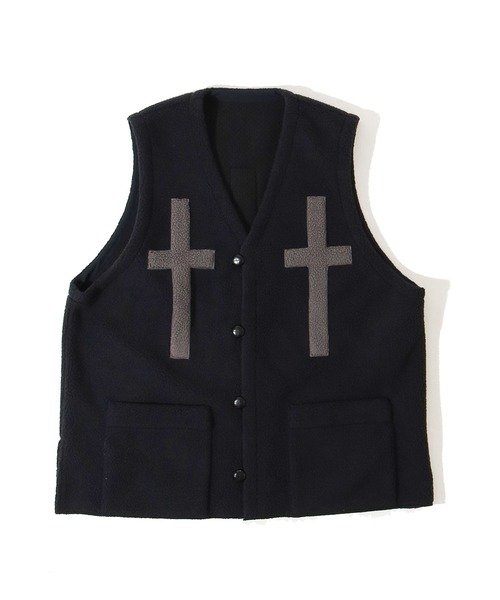 BURLAP OUTFITTER（バーラップアウトフィッター）の「PILE CROSS VEST / パイル クロス ベスト（ベスト・メンズ・ナチュラル/チャコールグレー/ブラック・LARGE/MEDIUM）」の5枚目の写真