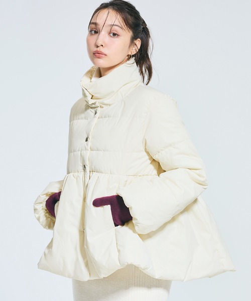 coca(coca)(コカ)の「中綿スタンドカラーフレアブルゾン(ブルゾン・レディース・ブラック/アイボリー・L/M)」の2枚目の写真