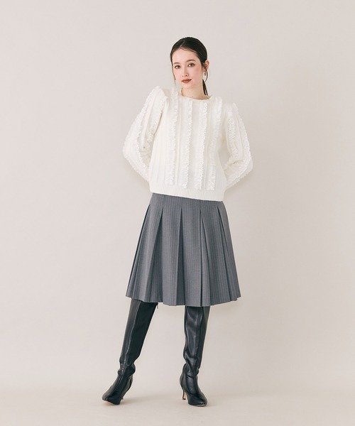 セール】フリルレースラインニットプルオーバー（ニット/セーター