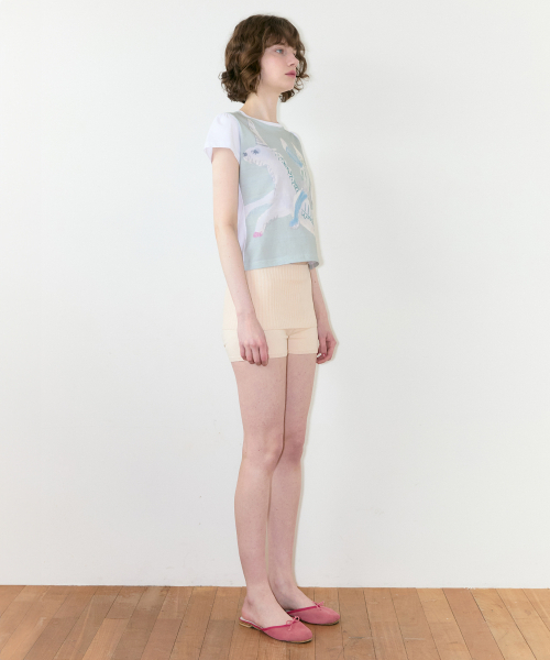 SINOON(シヌーン)の「Color Block Unicorn Puff T-Shirt (Mint)(Tシャツ/カットソー・レディース・ミント・SMALL/MEDIUM)」の3枚目の写真