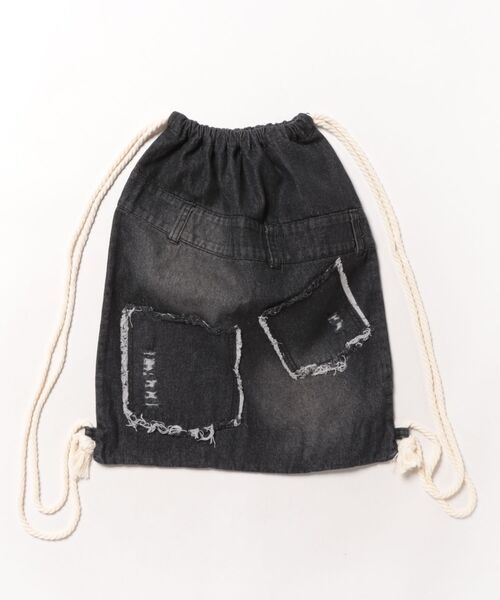 セール】リメイク風デザイン デニム カモフラ レオパード ナップサック