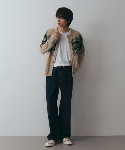 NODU（ノードユー）の「ダイヤヘアリーブラシノルディックカーディガン[ベージュ]（カーディガン/ボレロ・メンズ・その他・LARGE/MEDIUM）」の4枚目の写真