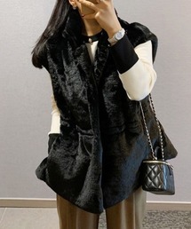 emi+（エミプラス）の「ウエストギャザーボアベスト（ベスト）」