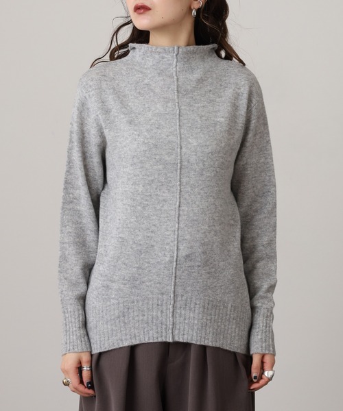 EGLANTINE(エグランティーヌ)の「EGLANTINE ウール100%ピンタックハイネックニット(ニット/セーター・レディース・レッド/モカ/シルバーグレー/ブラック/ブルーグリーン・38)」の9枚目の写真