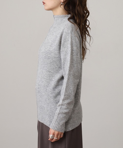 EGLANTINE(エグランティーヌ)の「EGLANTINE ウール100%ピンタックハイネックニット(ニット/セーター・レディース・レッド/モカ/シルバーグレー/ブラック/ブルーグリーン・38)」の10枚目の写真