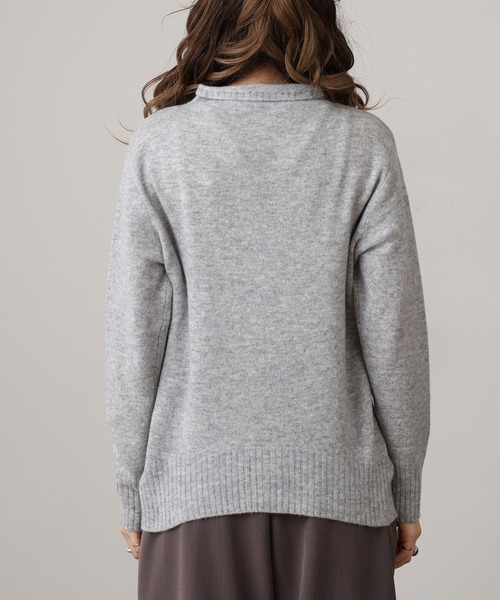 EGLANTINE(エグランティーヌ)の「EGLANTINE ウール100%ピンタックハイネックニット(ニット/セーター・レディース・レッド/モカ/シルバーグレー/ブラック/ブルーグリーン・38)」の11枚目の写真