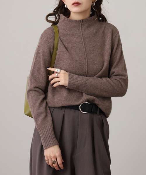 EGLANTINE(エグランティーヌ)の「EGLANTINE ウール100%ピンタックハイネックニット(ニット/セーター・レディース・レッド/モカ/シルバーグレー/ブラック/ブルーグリーン・38)」の14枚目の写真