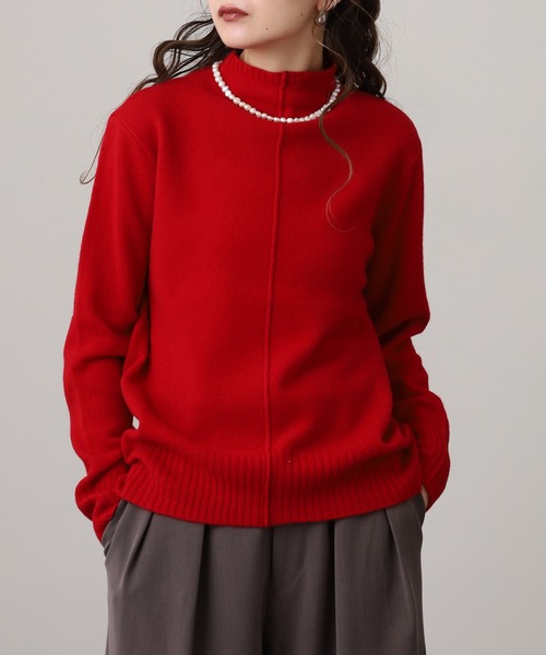EGLANTINE(エグランティーヌ)の「EGLANTINE ウール100%ピンタックハイネックニット(ニット/セーター・レディース・レッド/モカ/シルバーグレー/ブラック/ブルーグリーン・38)」の18枚目の写真