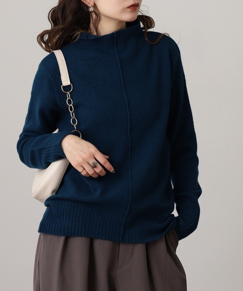 EGLANTINE(エグランティーヌ)の「EGLANTINE ウール100%ピンタックハイネックニット(ニット/セーター・レディース・レッド/モカ/シルバーグレー/ブラック/ブルーグリーン・38)」の15枚目の写真