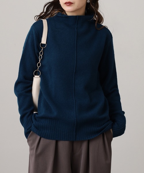 EGLANTINE(エグランティーヌ)の「EGLANTINE ウール100%ピンタックハイネックニット(ニット/セーター・レディース・レッド/モカ/シルバーグレー/ブラック/ブルーグリーン・38)」の17枚目の写真
