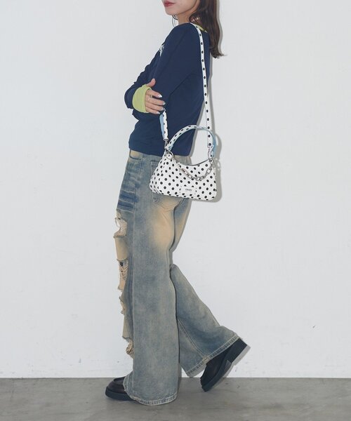 GRAIN(グレイン)の「【GRAIN/グレイン】チャーム付き水玉2WAYハンドバック(トートバッグ・レディース・ブラック/パープル/イエロー/ホワイト・FREE)」の10枚目の写真