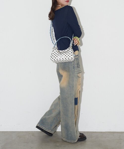 GRAIN(グレイン)の「【GRAIN/グレイン】チャーム付き水玉2WAYハンドバック(トートバッグ・レディース・ブラック/パープル/イエロー/ホワイト・FREE)」の12枚目の写真