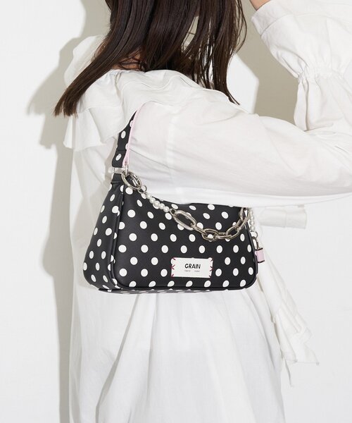 GRAIN(グレイン)の「【GRAIN/グレイン】チャーム付き水玉2WAYハンドバック(トートバッグ・レディース・ブラック/パープル/イエロー/ホワイト・FREE)」の17枚目の写真