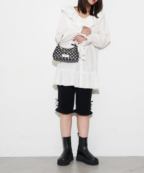 GRAIN(グレイン)の「【GRAIN/グレイン】チャーム付き水玉2WAYハンドバック(トートバッグ・レディース・ブラック/パープル/イエロー/ホワイト・FREE)」の19枚目の写真