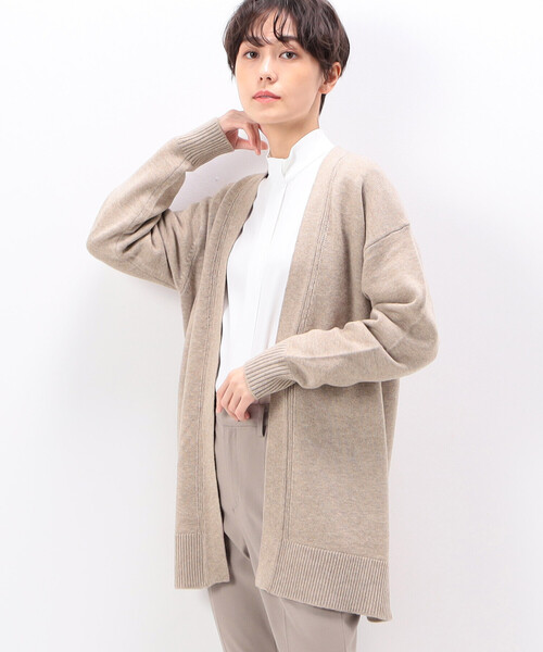 K.T KIYOKO TAKASE（キヨコタカセ）の「〔 Sサイズ 〕 エクストラファインメリノロングＶネックカーディガン（カーディガン/ボレロ・レディース・ブラック系その他/ベージュ・5号）」の6枚目の写真