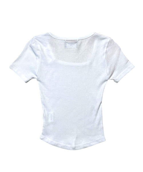 BORN SLIPPY(ボーンスリッピー)の「Cross Square Neck T-shirt (White)(Tシャツ/カットソー・レディース・その他・FREE)」の2枚目の写真