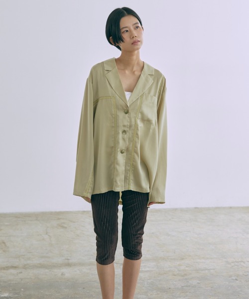 EN NEUME(エンノイム)の「Lace-Trim Satin Shirt Jacket(シャツ/ブラウス・レディース・アイボリー/ライトグリーン/ラベンダー・FREE)」の20枚目の写真