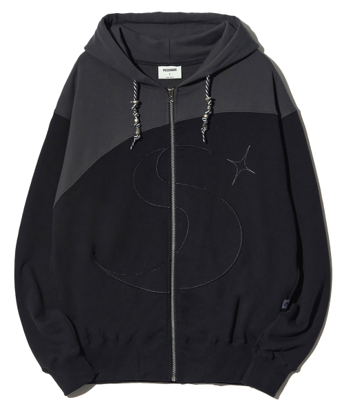 TS SILVER CHARM ZIP HOODIE (BLACK)