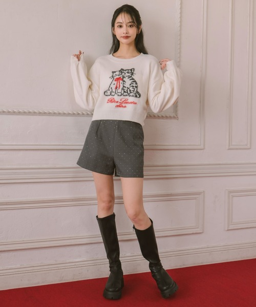 archives（アルシーヴ）の「ラインストーンドットショートパンツ（その他パンツ・レディース・ブラック/グレー・MEDIUM）」の4枚目の写真