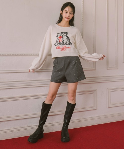 archives（アルシーヴ）の「ラインストーンドットショートパンツ（その他パンツ・レディース・ブラック/グレー・MEDIUM）」の6枚目の写真