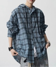 link lot | 【26春夏新作アイテム】ガーゼ チェック フードシャツ(シャツ/ブラウス)