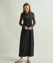 satin slip dress - black