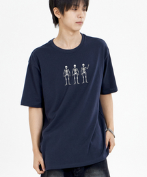 モンスター スケルトン 半袖Tシャツ ネイビー