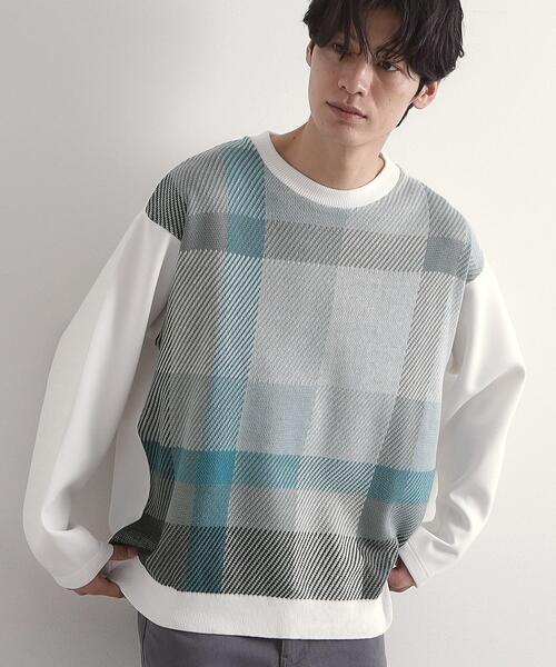 THE SHOP TK （ザ ショップ ティーケー ）の「◆ニットダンボールプルオーバー（Tシャツ/カットソー・メンズ・アイボリー系1/グレー系その他2・03/04/02）」の2枚目の写真