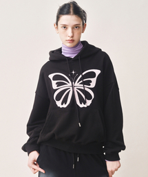 BUTTERFLY EMBROIDERY HOODIE_BLACK PINK