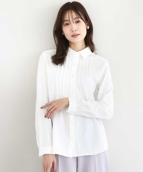 MK MICHEL KLEIN(エムケーミッシェルクラン)の「ストレッチジャージシャツ/洗える(シャツ/ブラウス・レディース・ブルー/ライトグレー/ホワイト・38/40)」の4枚目の写真