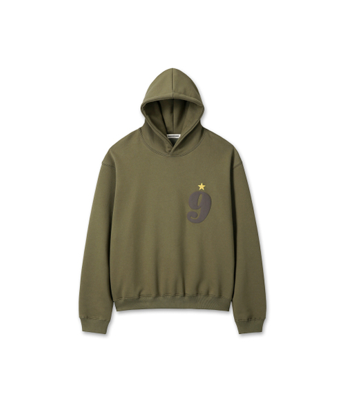 9999ARCHIVE(9999アーカイブ)の「9 Star Logo Hoodie(パーカー・レディース・カーキ・1/2/3)」の2枚目の写真