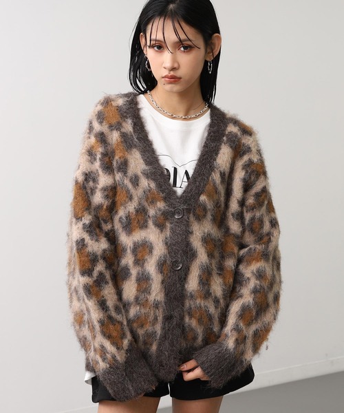 ANAP(アナップ)の「レオパード柄 シャギーニット カーディガン(カーディガン/ボレロ・レディース・ブラウン/グレー・F)」の10枚目の写真