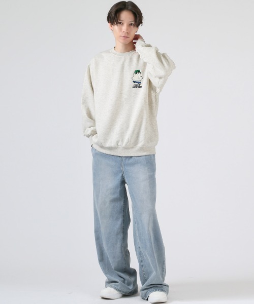 LUXSTYLE(ラグスタイル)の「ワンポイントサガラ刺繍トレーナー(スウェット・メンズ・オートミール/ブラック・M/L)」の6枚目の写真