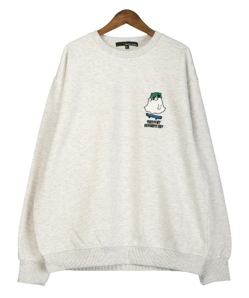 LUXSTYLE(ラグスタイル)の「ワンポイントサガラ刺繍トレーナー(スウェット・メンズ・オートミール/ブラック・M/L)」の13枚目の写真